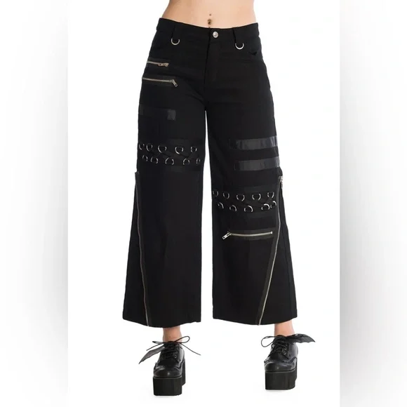 Banned Alternative Ember 3/4 Length Grunge Trousers - Picture 3 of 6